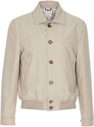 Brunello Cucinelli Khaki Button-Up Jacket, Brand Size 64 (US Size 54)