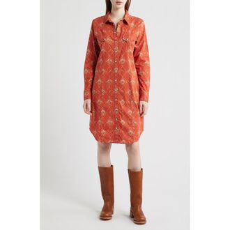 Pendleton Gambler Print Long Sleeve Shirtdress in Adobe Lattice at Nordstrom, Size X-Large