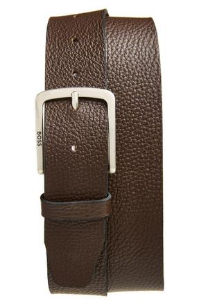 BOSS Jor Leather Belt in Dark Brown at Nordstrom, Size 36