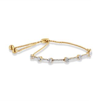 House of Brilliance 14K Gold Plated Sterling Silver 1/3 Cttw Diamond Slider Link Bolo Bracelet
