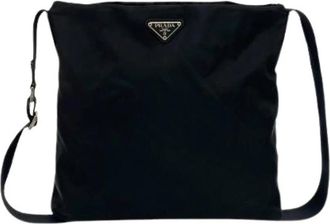 Prada Pre-owned Nylon Leather Shoulder Bag - Dames - Vintage Schoudertas - Zwart - ONE Size - Nylon - Vintage
