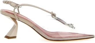 Nensi Dojaka Beige Crystal Slingbacks Heels