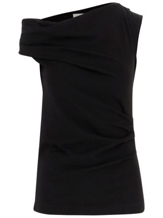 Dries Van Noten Black Solid One Shoulder Top
