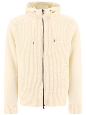 Herno Gebreid jack met capuchon - Wit