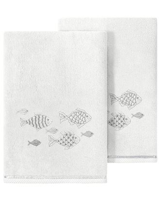 Linum Home Textiles Turkish Cotton Figi 2Pc Embellished Bath Towel Set