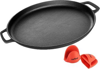 Nutrichef 14In Cast Iron Pizza/Baking Pan