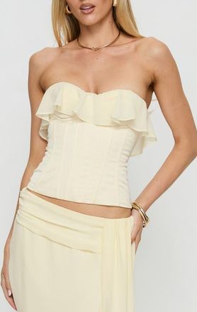 Princess Polly Holliann Ruffle Strapless Top in Butter at Nordstrom, Size 6