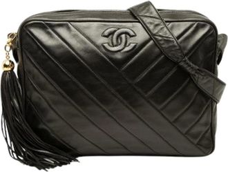 Chanel Pre-owned Quilted Lambskin Crossbody Bag - Dames - Vintage Schoudertas - Zwart - ONE Size - Leer - Vintage