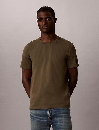 Calvin Klein Camiseta De Algod&oacute;n Con Insignia Con Acabado De Ante
