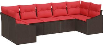 vidaXL Juego De Sof&aacute; 7 Uds. Marr&oacute;n Rat&aacute;n Sint&eacute;tico Vidaxl