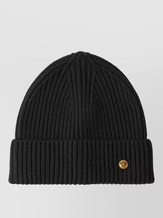 Versace knit beanie hat ribbed texture design