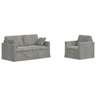 vidaXL Juego De Sof&aacute; 2 Uds. Gris Claro Terciopelo Vidaxl