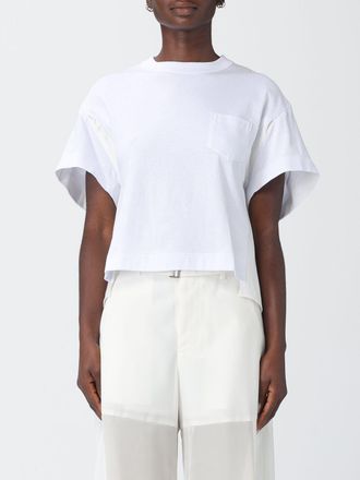 sacai T-shirts in cotone con pannello posteriore