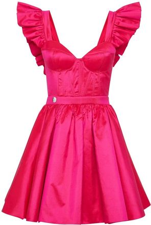 Philipp Plein Silk Mini Dress - Dames - Feestkleedjes - Roze - M - Polyester - Kleedjes