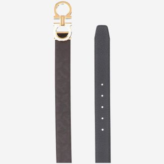 Ferragamo Mens Belt Calf Leather Dark Brown-Black Brown/black