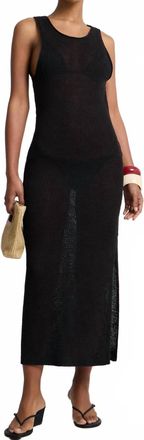 Onia Linen Knit Scoop Back Maxi Dress In Black