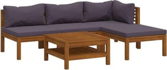 vidaXL Muebles De Jard&iacute;n 5 Pzas Cojines Madera Maciza De Acacia Vidaxl