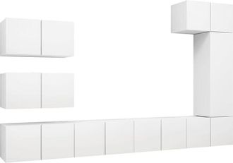 vidaXL Set De Muebles De Sal&oacute;n Tv 8 Piezas Madera De Ingenier&iacute;a Blanco Vidaxl
