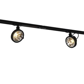 QAZQA Moderno Sistema De Riel Con 5 Focos Negro Monof&aacute;sico - Go Aluminio /pl&aacute;stico /acero Alargada Adecuado Para Led Max. 5 X 40 Watt - Qazqa