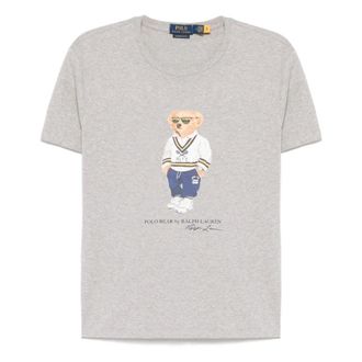 Ralph Lauren T-Shirts, male, Gray, Size: M Custom Slim-Fit Polo Bear Jersey T-Shirt