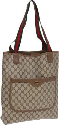 Gucci Pre-owned Tote Bags, female, Beige, Size: ONE SIZE Pre-owned Vintage GG Canvas Tote Bag