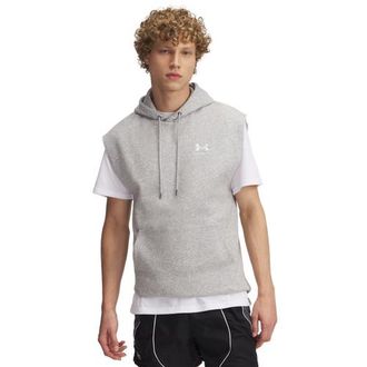 Under Armour Mens Icon Fleece Sleeveless Hoodie - White/Mod Gray Size 3XL