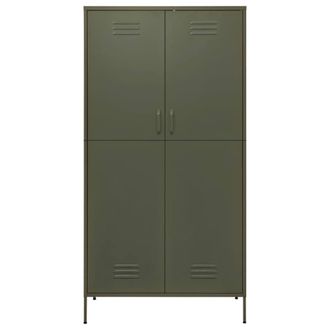 Berkfield Home Wardrobe Olive Green 90x50x180 cm Steel | Size: 90 x 50 x 180 cm