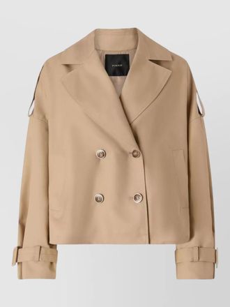 Pinko cotton blend short double breasted trench coat