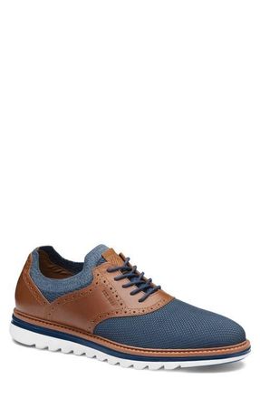 Johnston & Murphy Braxton Knit Saddle Shoe in Navy Knit/Cognac Full Grain at Nordstrom, Size 11.5