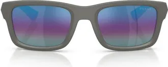 Prada 54mm Mirrored Irregular Sunglasses in Metal Silver/brown Rainbow at Nordstrom