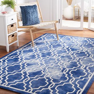 Safavieh Dip Dye Hand Made Area Rug, Navy / Ivory Contemporary Style Non Shedding