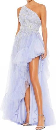 Mac Duggal One Shoulder Embellished Hi Low Gown In Periwinkle