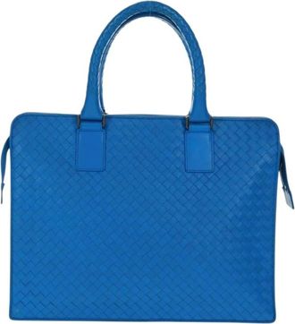 Bottega Veneta Pre-owned Handbags, female, Blue, Size: ONE SIZE Pre-owned Vintage Woven Leather Briefcase
