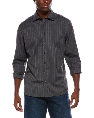 Eterna Fine Wool Chalk Stripe Modern Fit Shirt