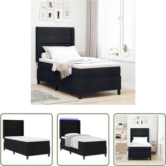 vidaXL Vidaxl Cama Box Spring Led Con Cabecera Negro 90 X 190 Cm Tela