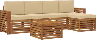 vidaXL Conjunto De Sof&aacute;s De Exterior 6 Uds. Natural Y Beige Vidaxl