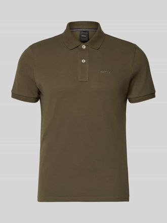 Geox Slim Fit Poloshirt mit Logo-Stitching in Oliv, Gr&ouml;&szlig;e XXXL