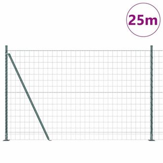 Berkfield Home Green Euro Fence with 13 Flanged Posts 1.2x25 m Galvanised Steel