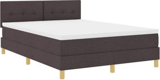 vidaXL Vidaxl - Cama Box Spring Con Colch&oacute;n Marr&oacute;n Oscuro 160 X 200 Cm Tela