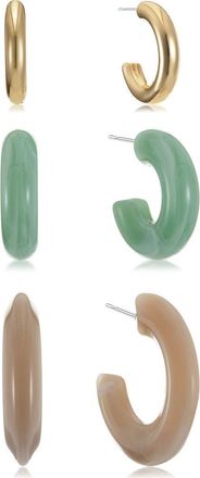 Ettika Funky Set of 3 Assorted Hoop Earrings in Green Multi at Nordstrom Rack