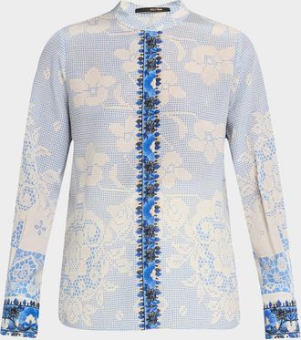 Kobi Halperin Eloise Lace-Print Silk Blouse