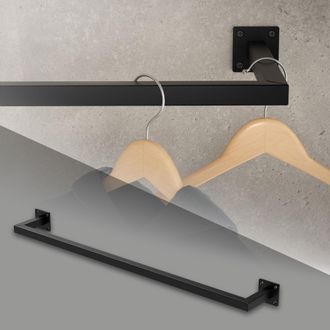 ML Design Perchero De Pared 90 X 12 Cm Negro De Acero Inoxidable Para Vestidor O Armario Barra De Almacenamiento Hasta 50kg Perchero Para Ropa Toallas O Utensil