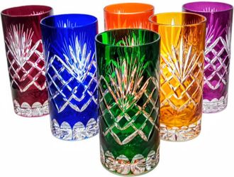 OEM Set Di 6 Bicchieri In Cristallo Marika A Forma Di Ananas, Colori Assortiti, 320 Ml - Unelegante Aggiunta Per Acqua E Bevande