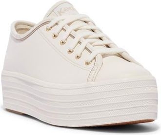 Keds Triple Up Platform Sneaker in White/Gold at Nordstrom, Size 8.5