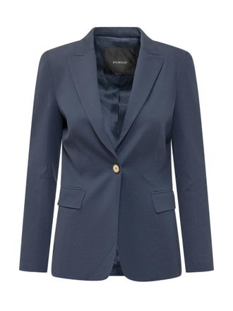 Pinko Blue Solid Notched Lapel Blazer