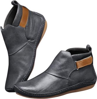 Generic Flat Blue Ankle Boots Women - Leather Chelsea Boots Women Soft Comfortable Winter Boots For Women Casual Warm Snow Boots Women Anti-Slippery Ice Slip 