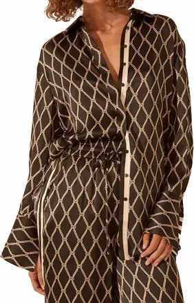 Shona Joy Silk Contrast Relaxed Shirt In Corde