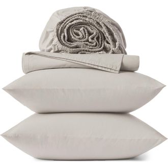 Coyuchi Refined 300 Thread Count Organic Cotton Percale Sheet Set in Stone at Nordstrom, Size California King