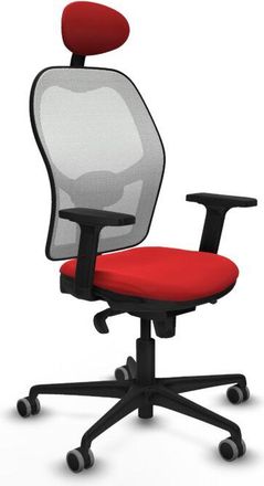 Piqueras y Crespo Piqueras Y Crespo - Jorquera Sincro Malla Blanca Similpiel Rojo Brazos 2d Base Nailon Cabecero Fijo Ruedas 65mm Engomada