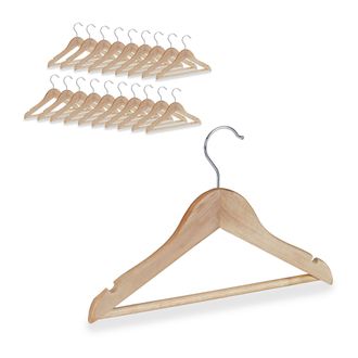 Relaxdays Relaxdays Pack 20 Perchas Infantiles Con Gancho Giratorio, Madera, Marr&oacute;n Natural, 19,5 X 30,5 X 1 Cm